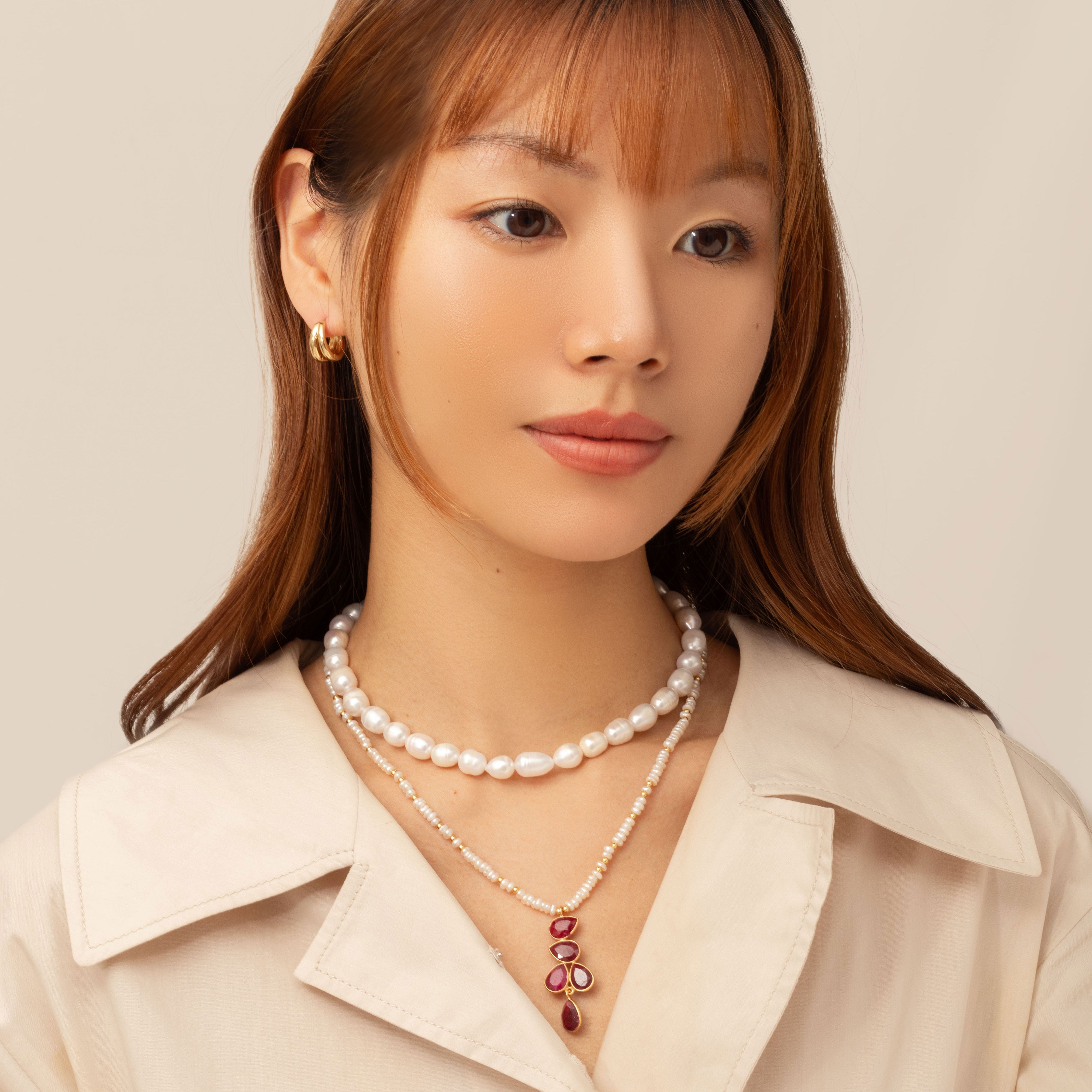 Neva freshwater pearl semi-precious stone necklace