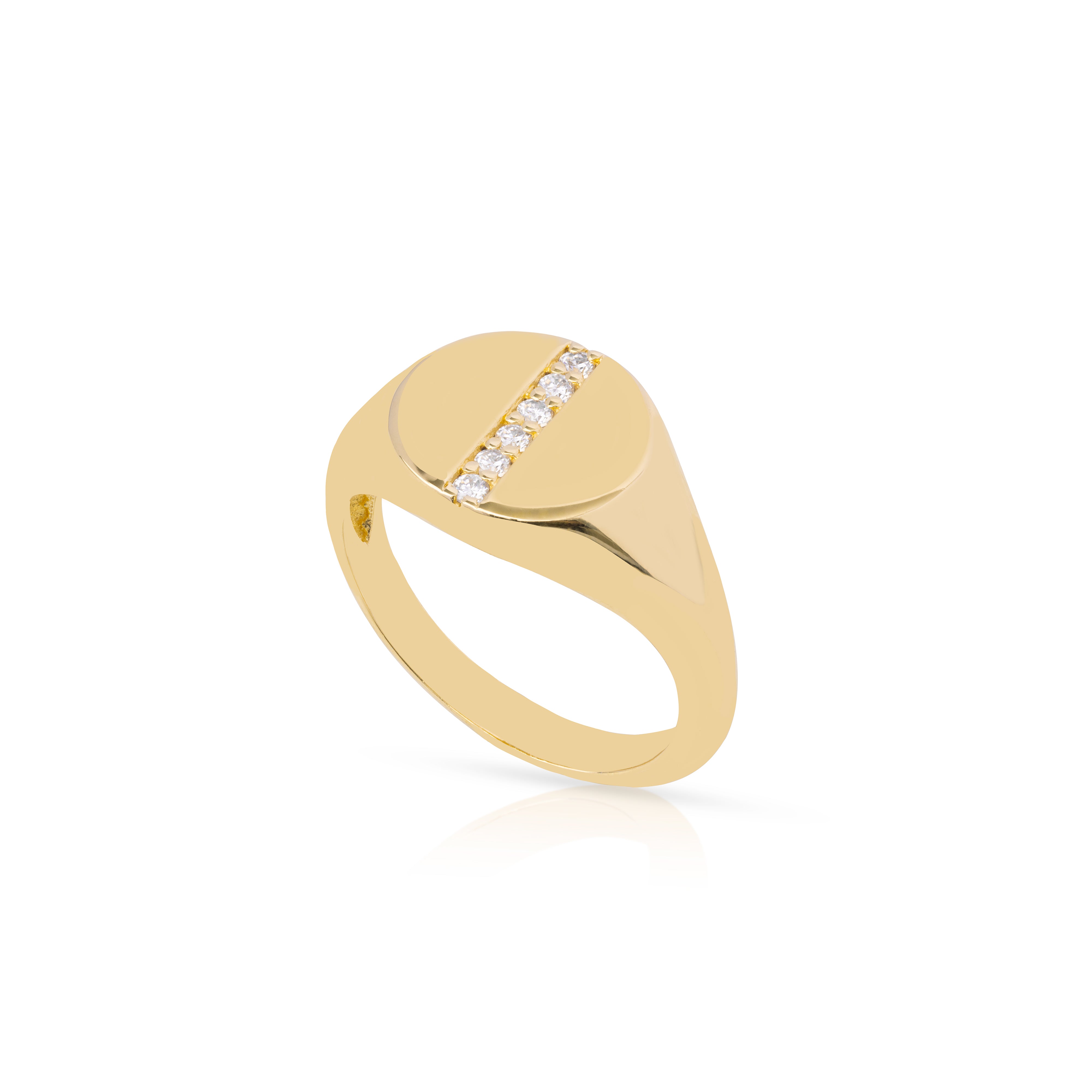 Gilt Moissanite signet ring