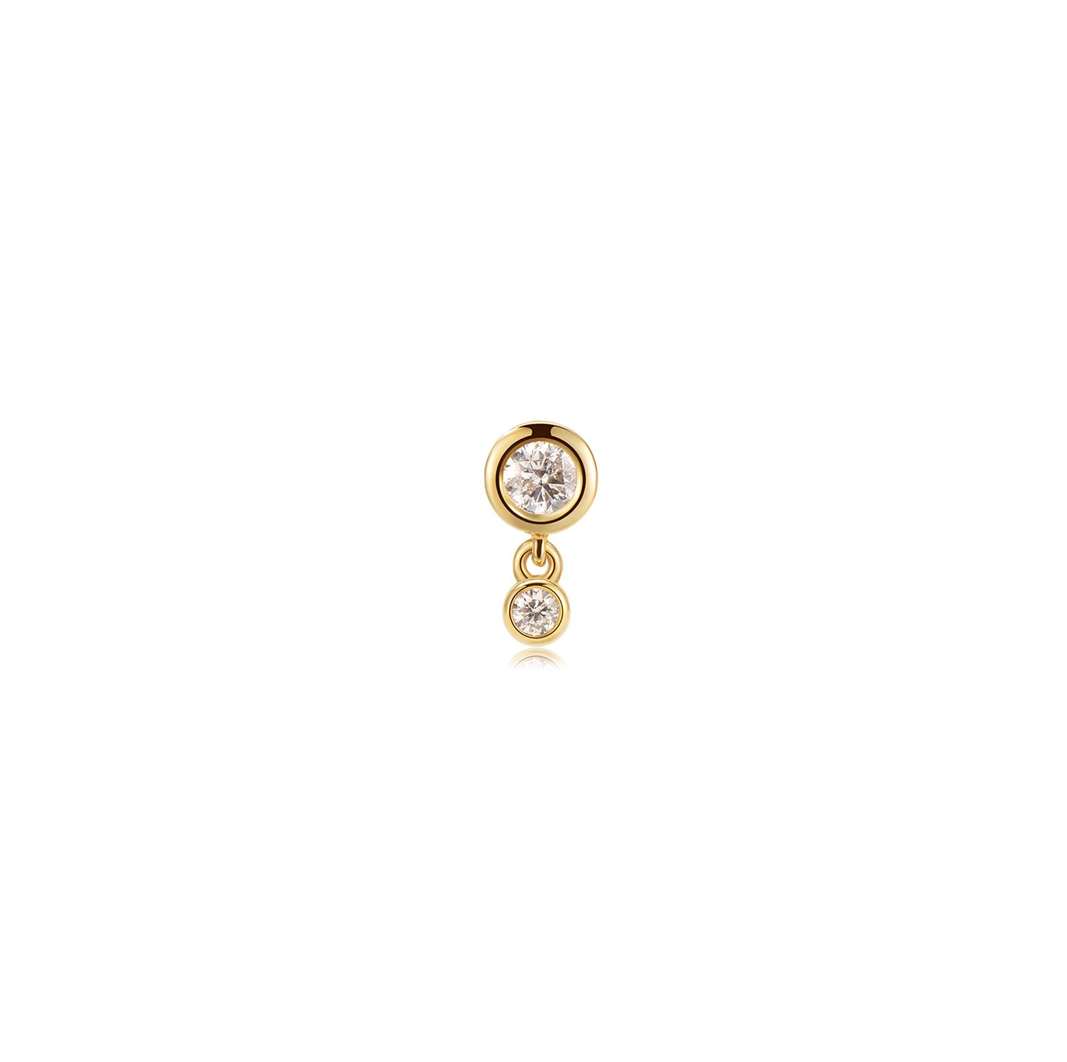 Bari bezel drop 14k gold labret earring