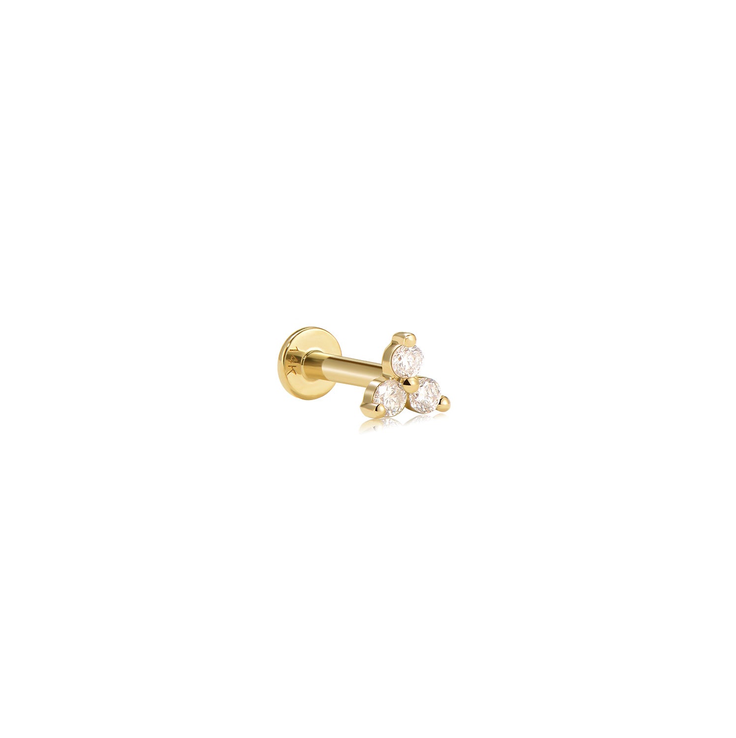 Oslo trio crystal 14k gold labret earring