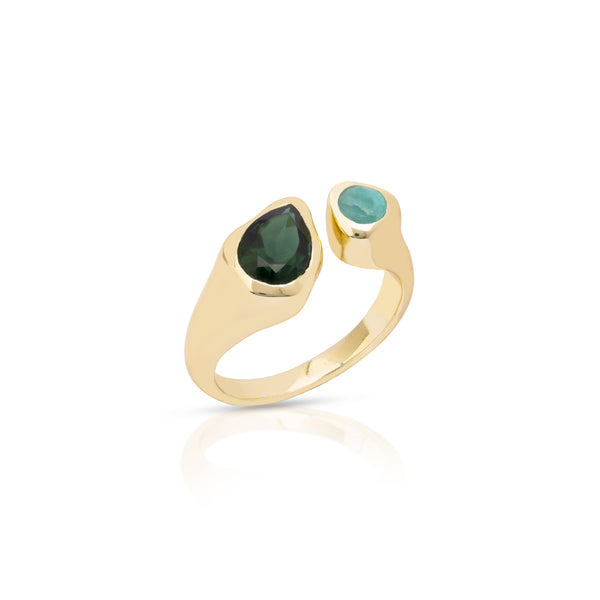 Anran tourmaline & amazonite ring