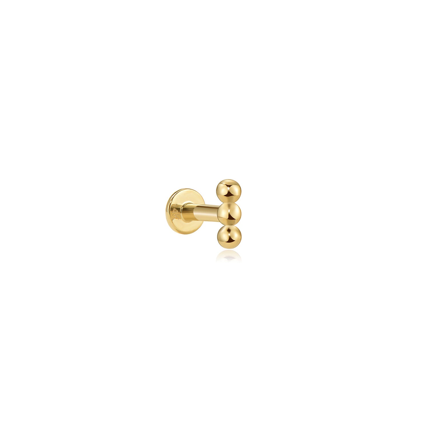 Prague bubble bar 14k gold labret earring