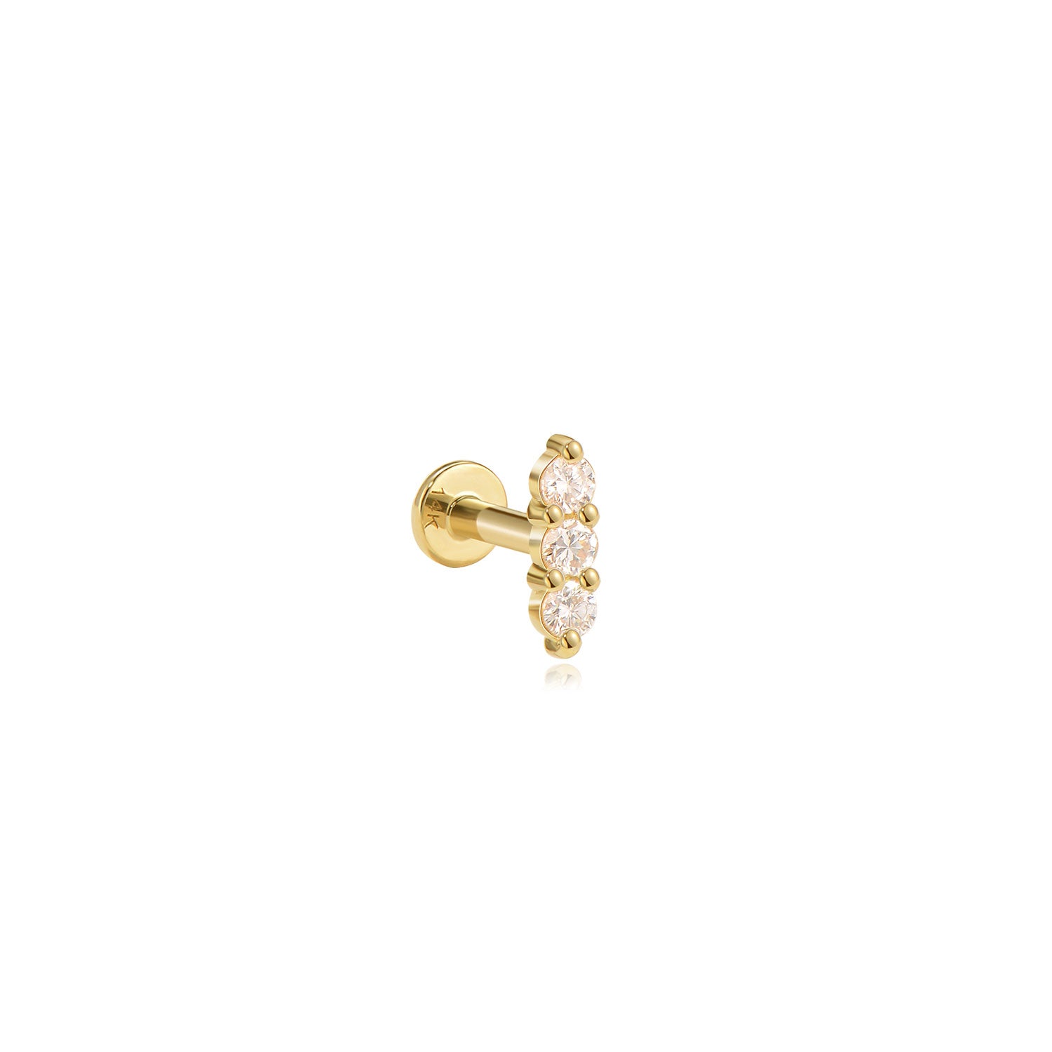 Valencia crystal bar 14k gold labret earring