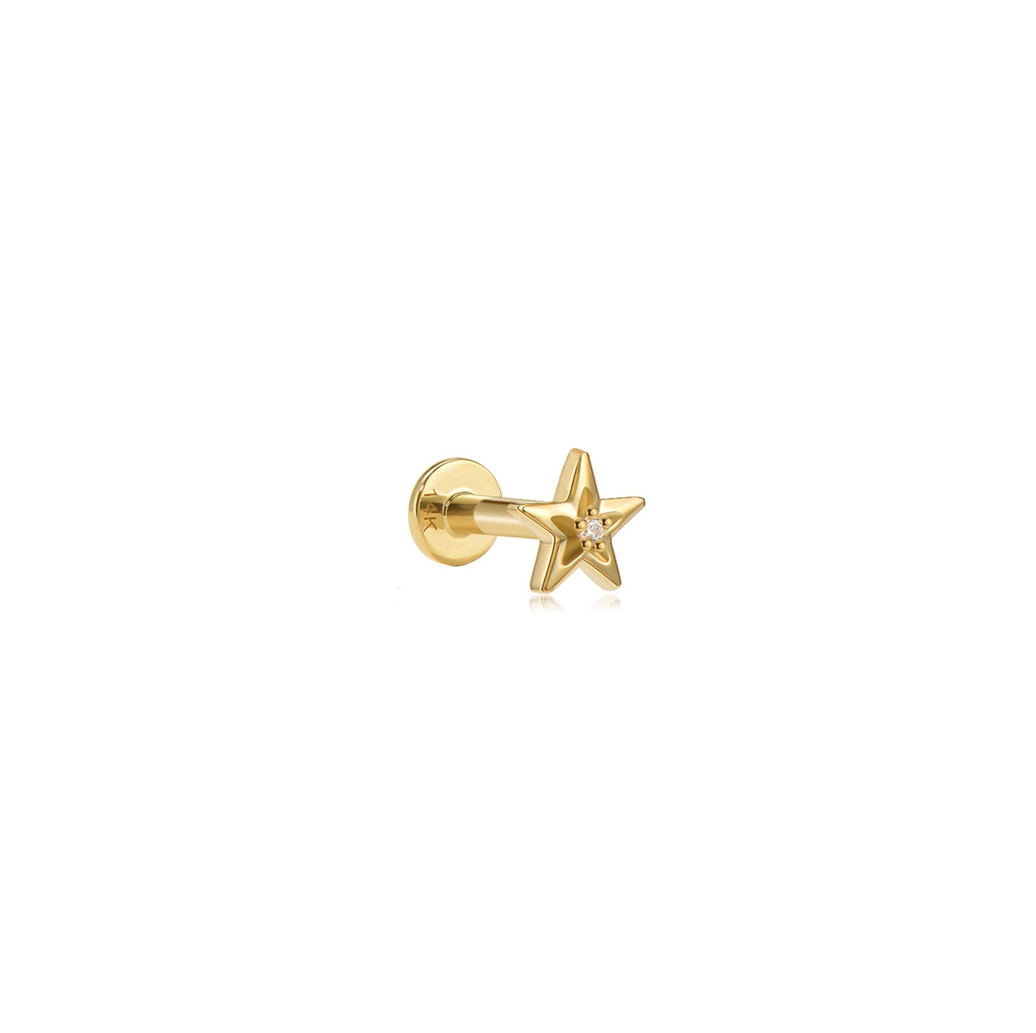 Reno crystal star 14k gold labret earring