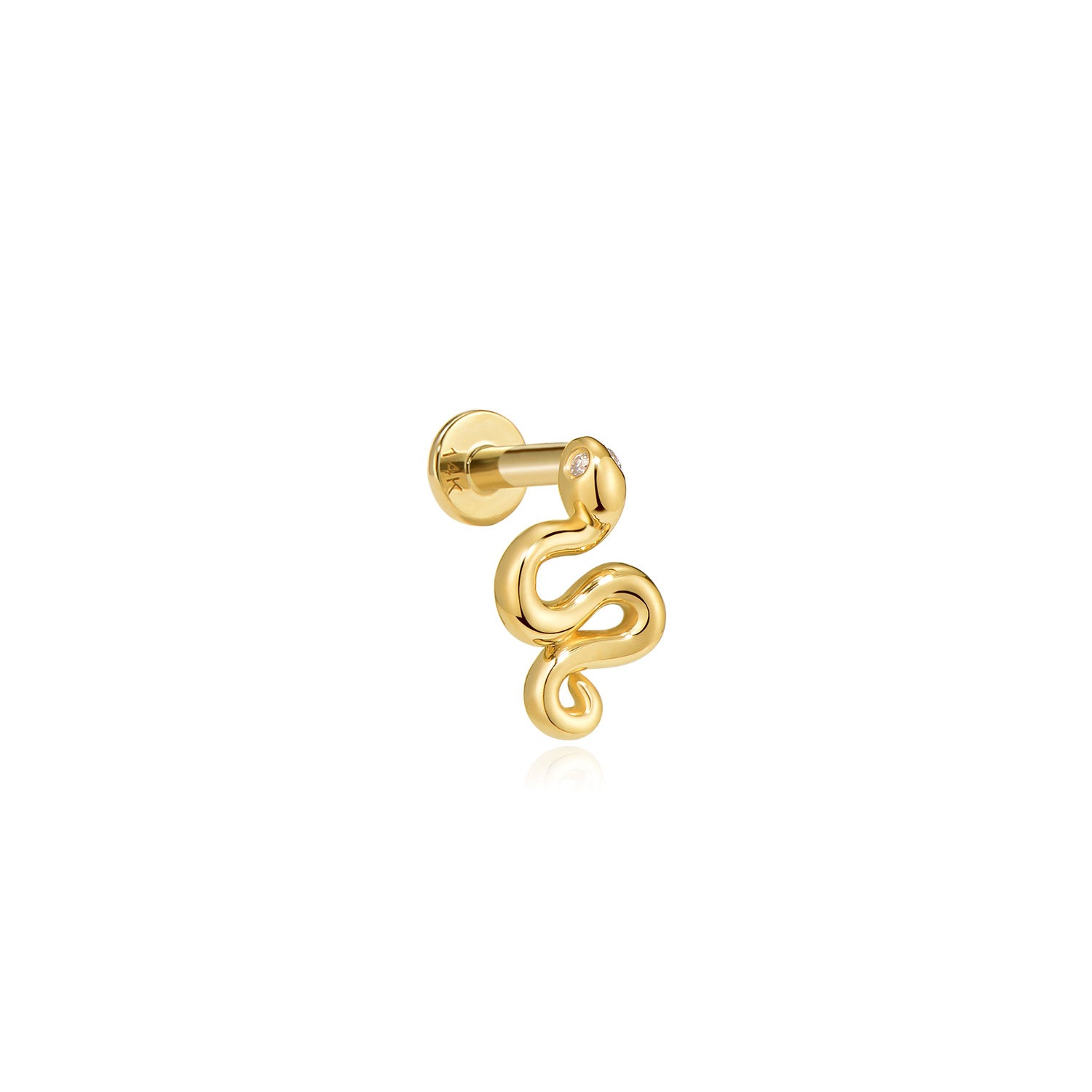 Riga snake 14k gold labret earring