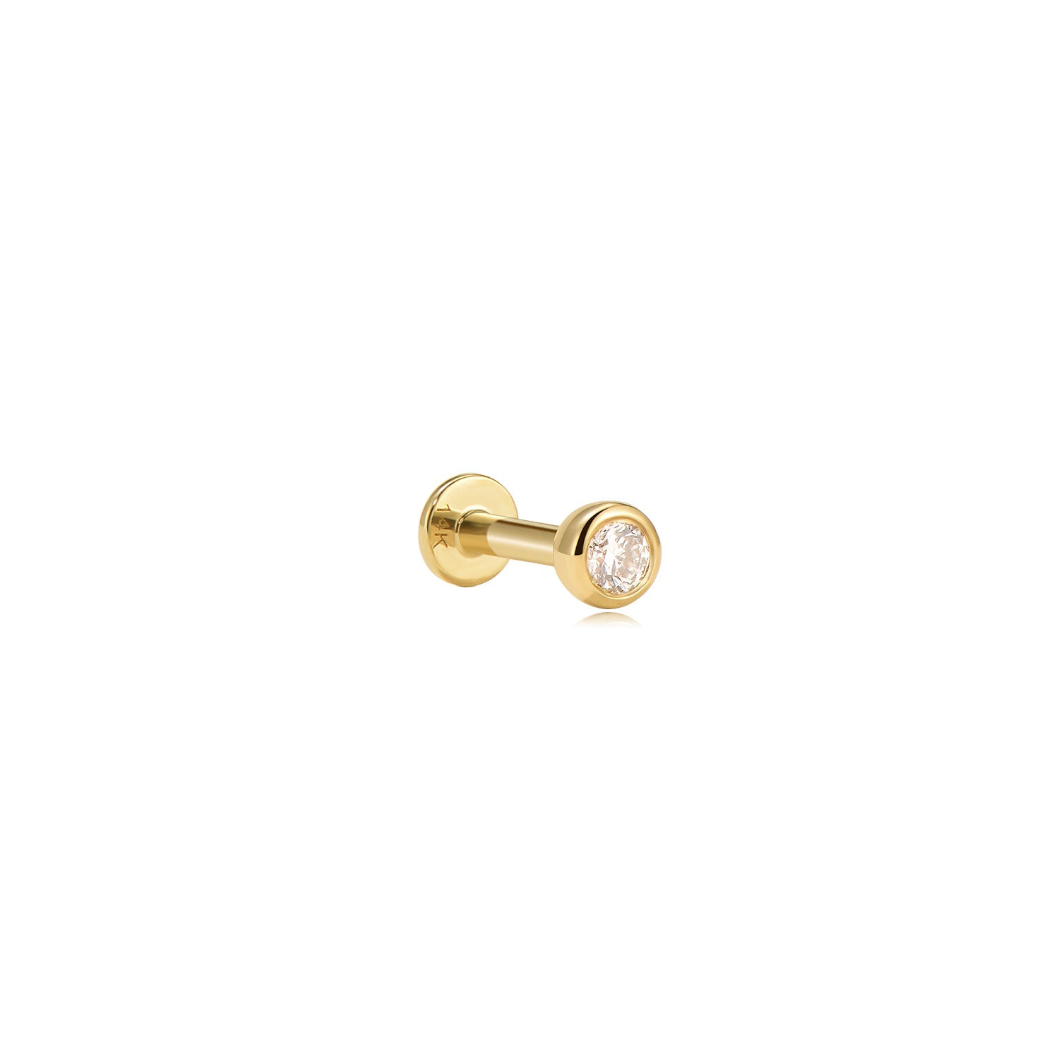 Porto bezel crystal 14k gold labret earring