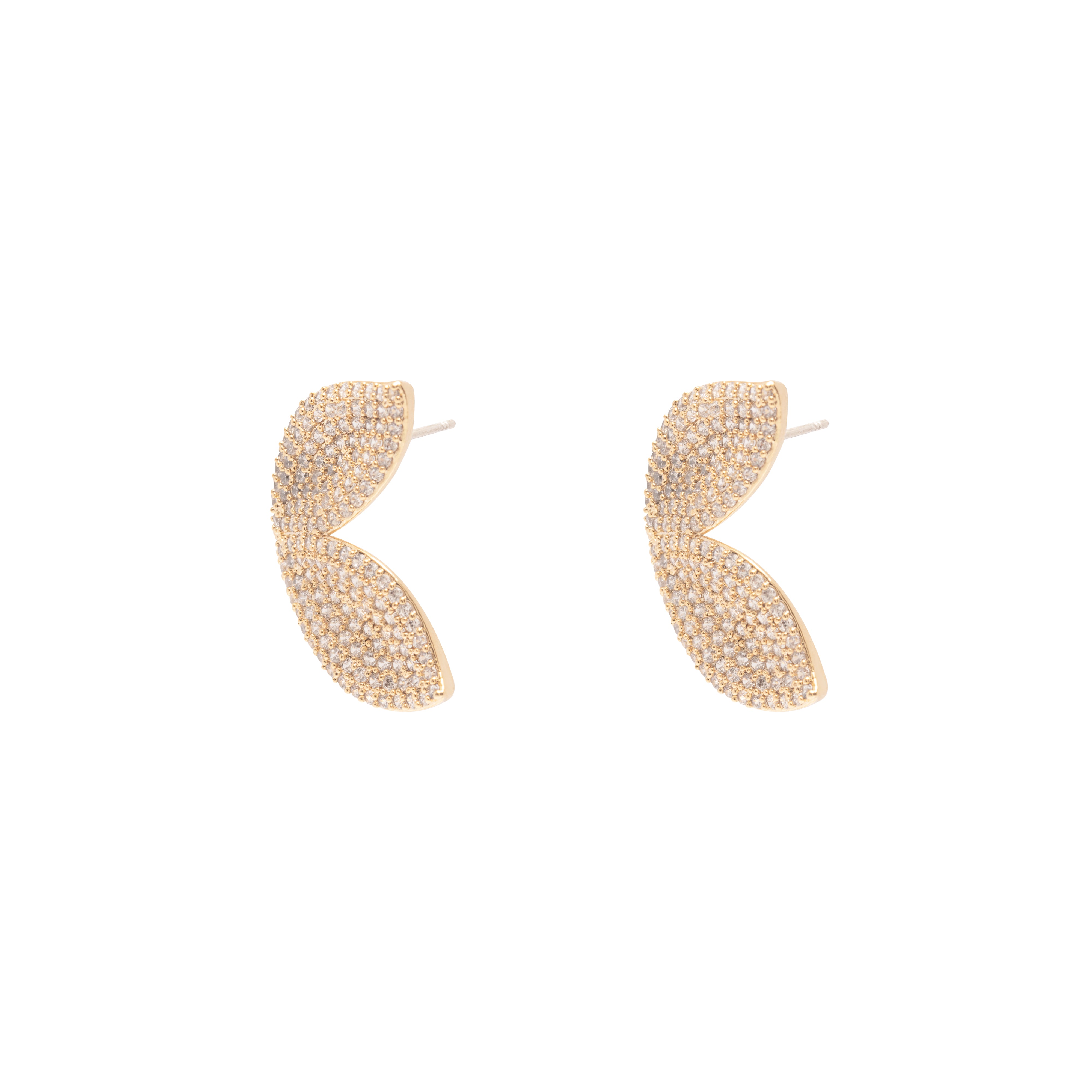 Bowie leaf crystal stud earrings