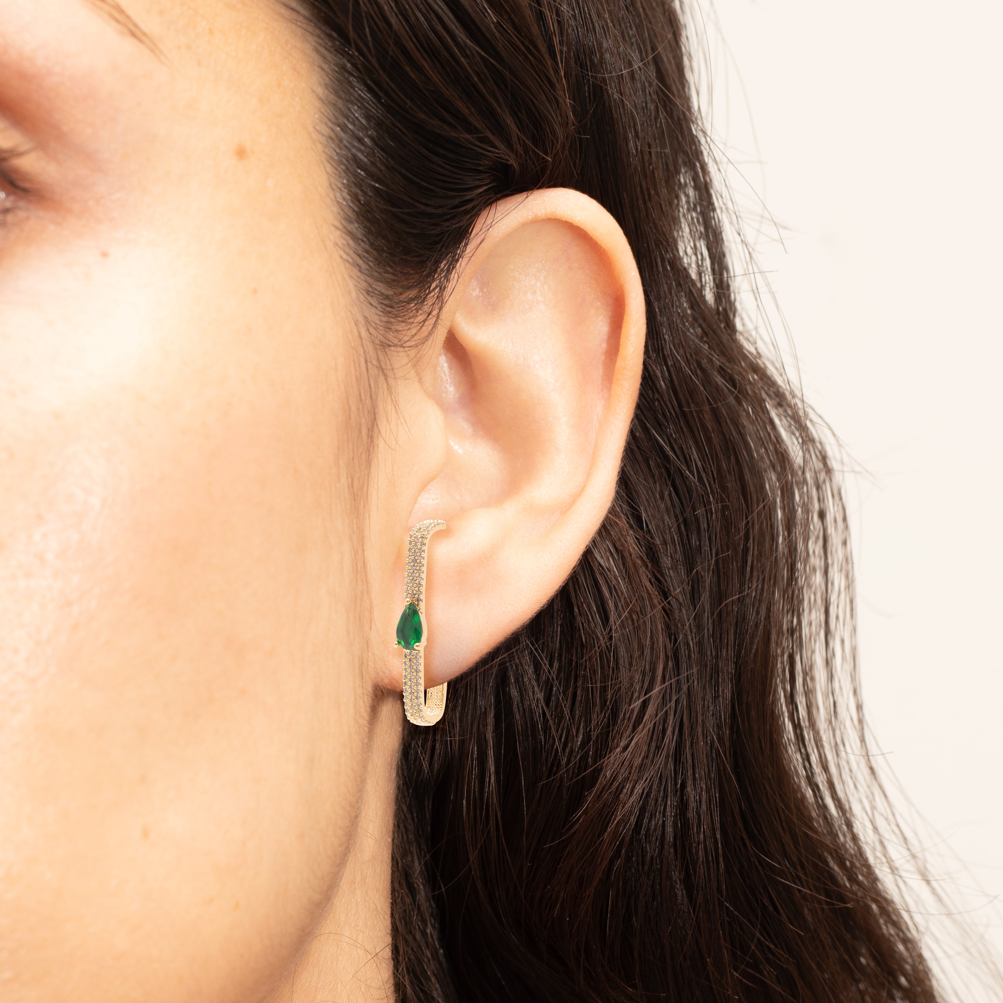 Christa emerald crystal hoops