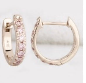 Briana 10k rose gold pink lab diamond hoops