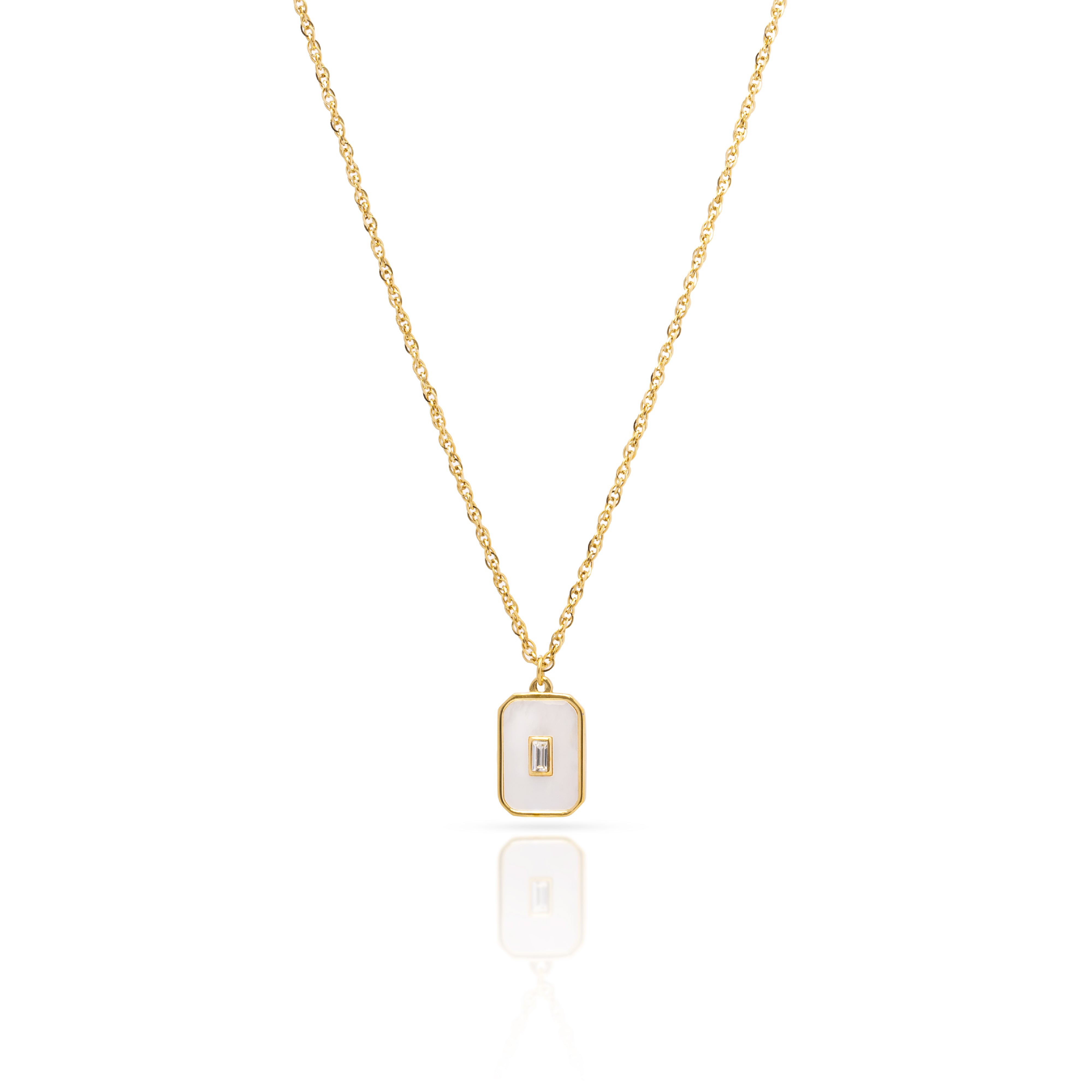 Lura mother of pearl crystal gold pendant