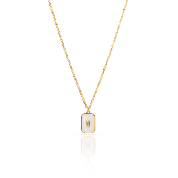 Lura mother of pearl crystal gold pendant