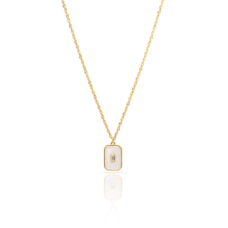 Lura mother of pearl crystal gold pendant