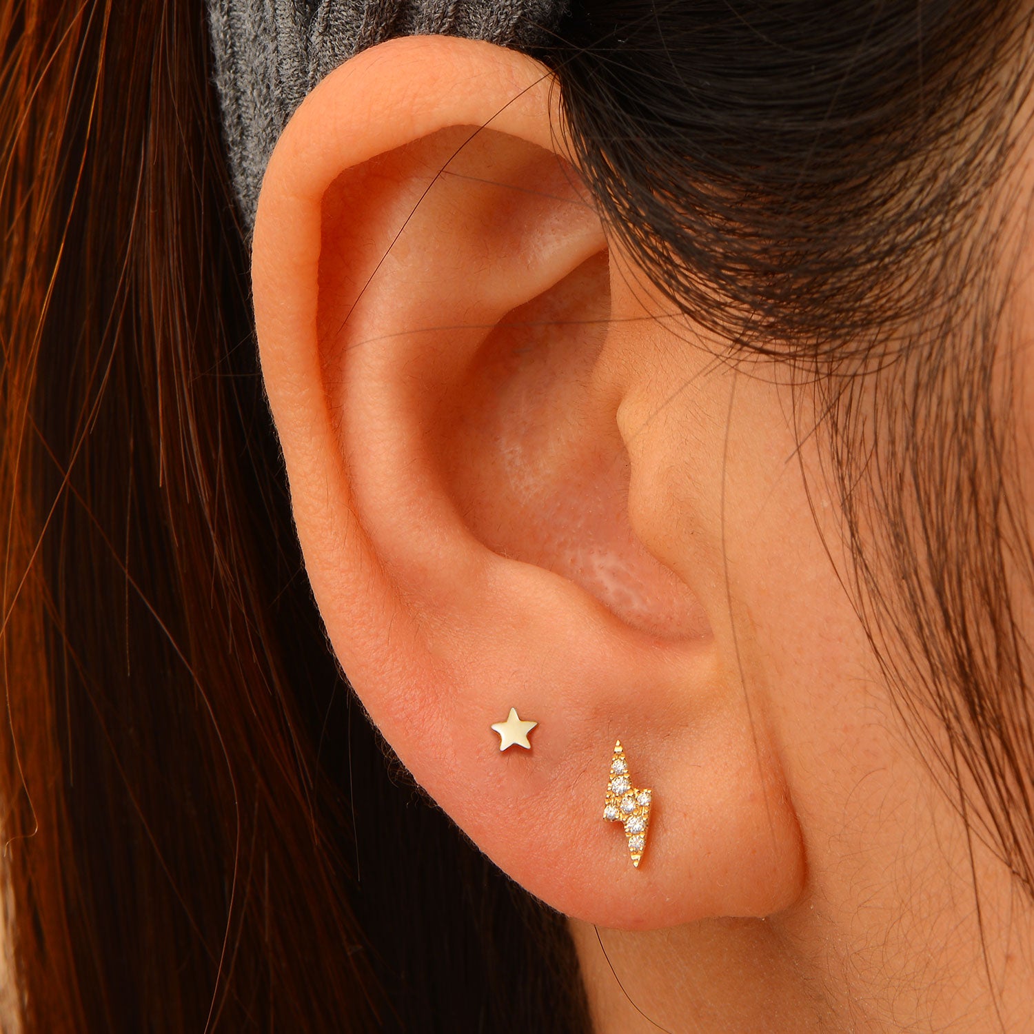 Athens mini star 14k gold labret earring