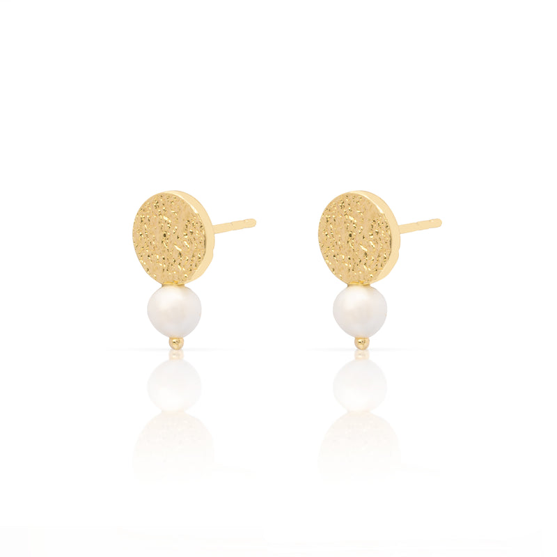 Rhea freshwater pearl gold studs