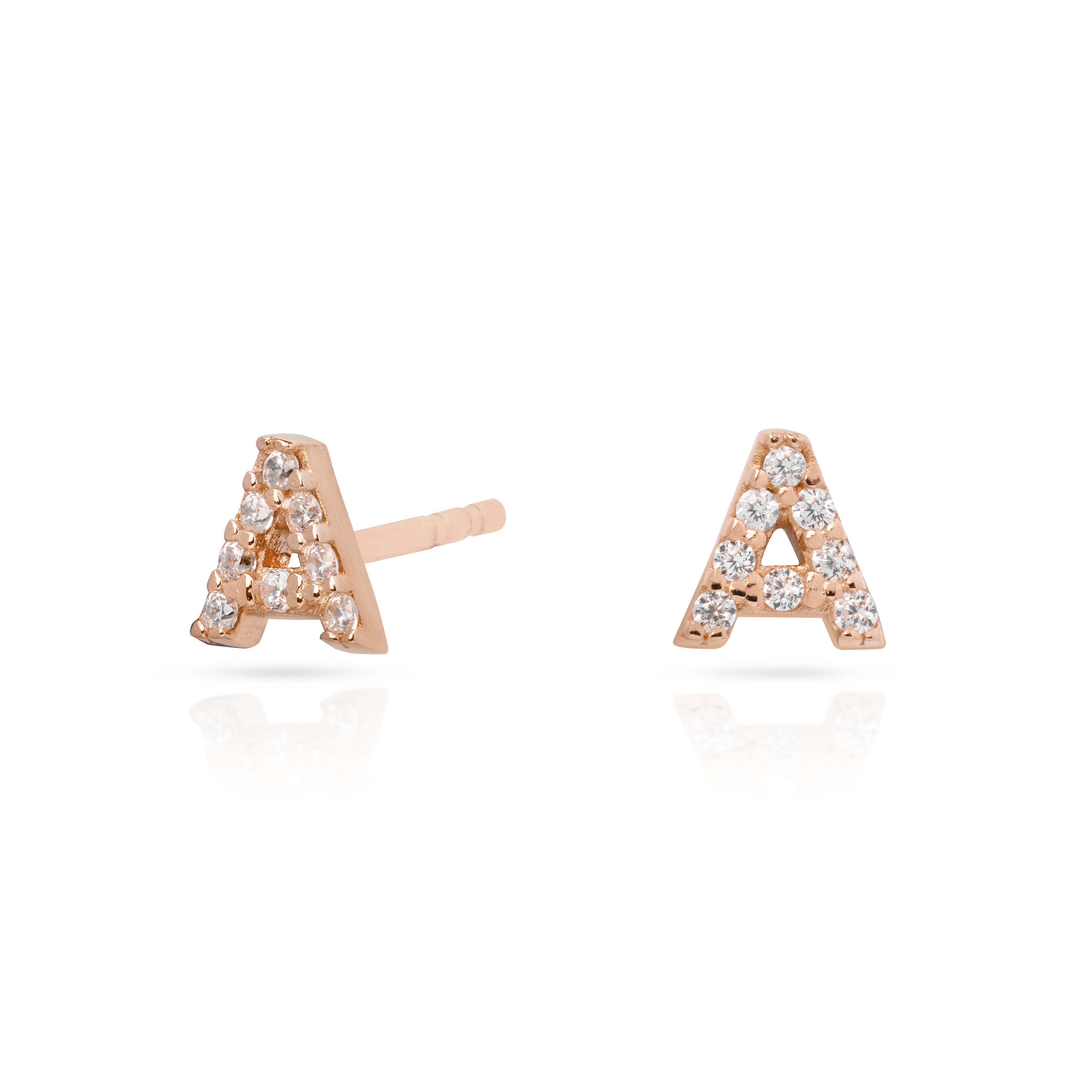 Initial rose gold crystal studs