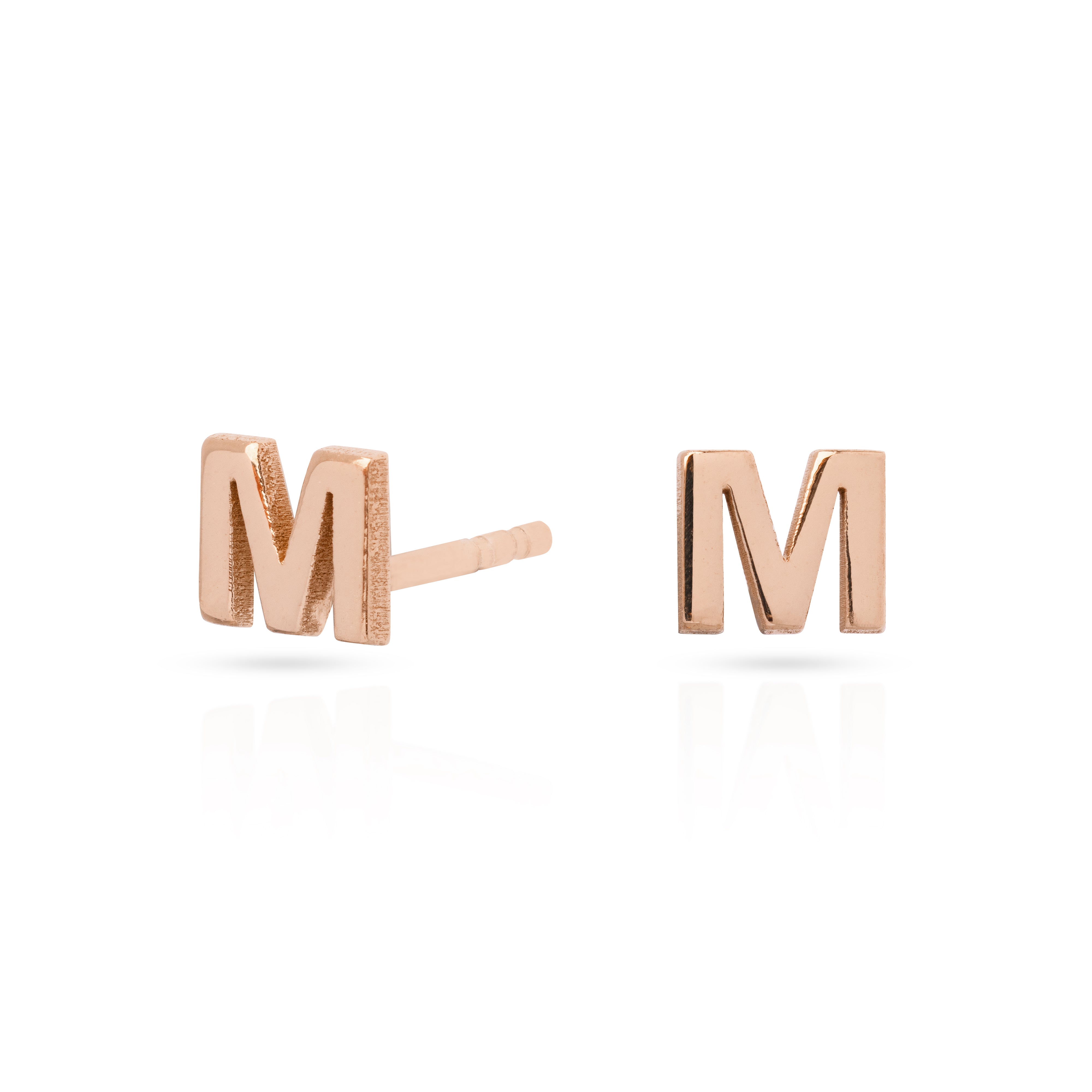 Initial rose gold plain studs