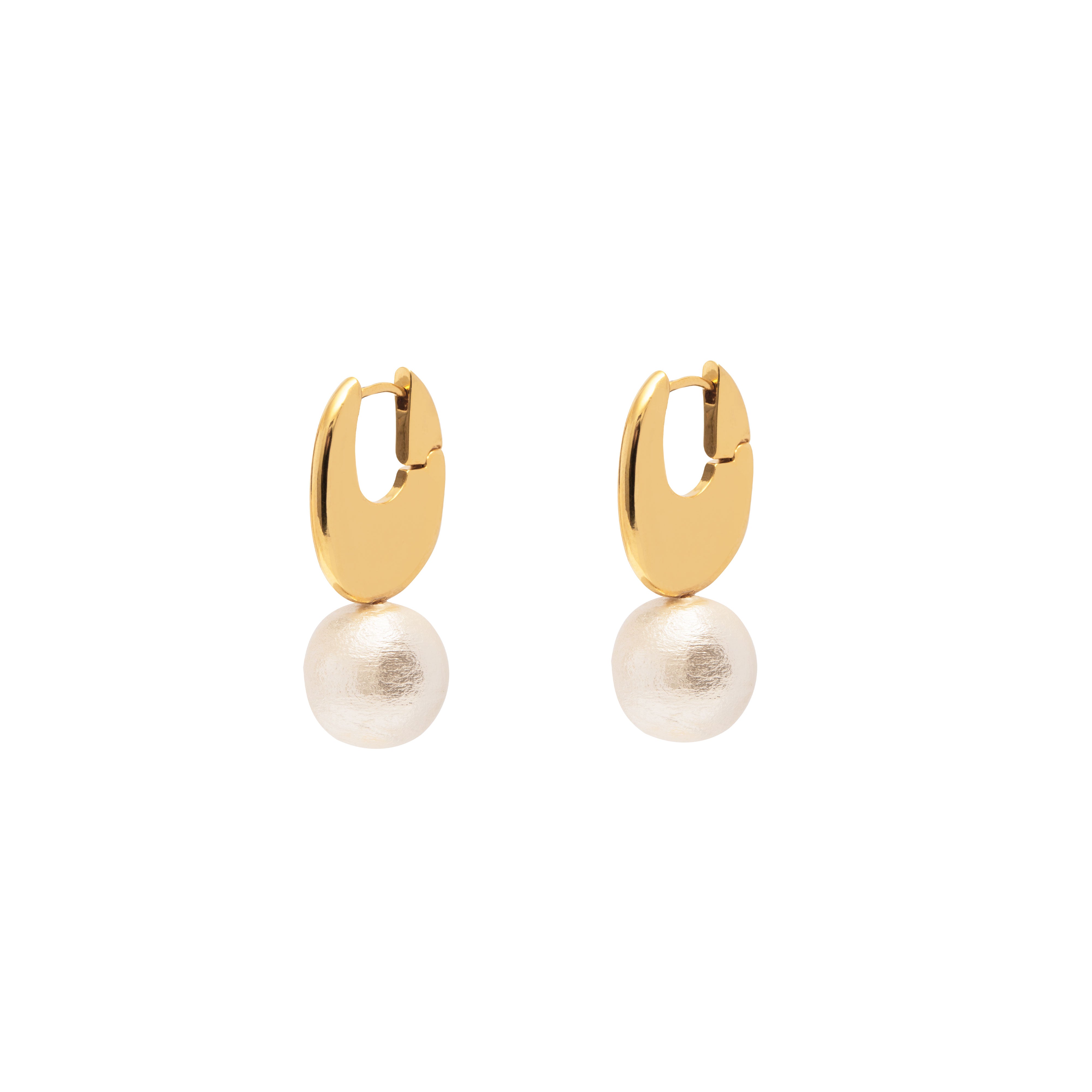 Amos white ball gold hoop earrings