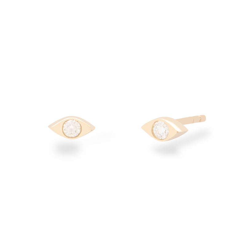 Evil eye diamond stud earring