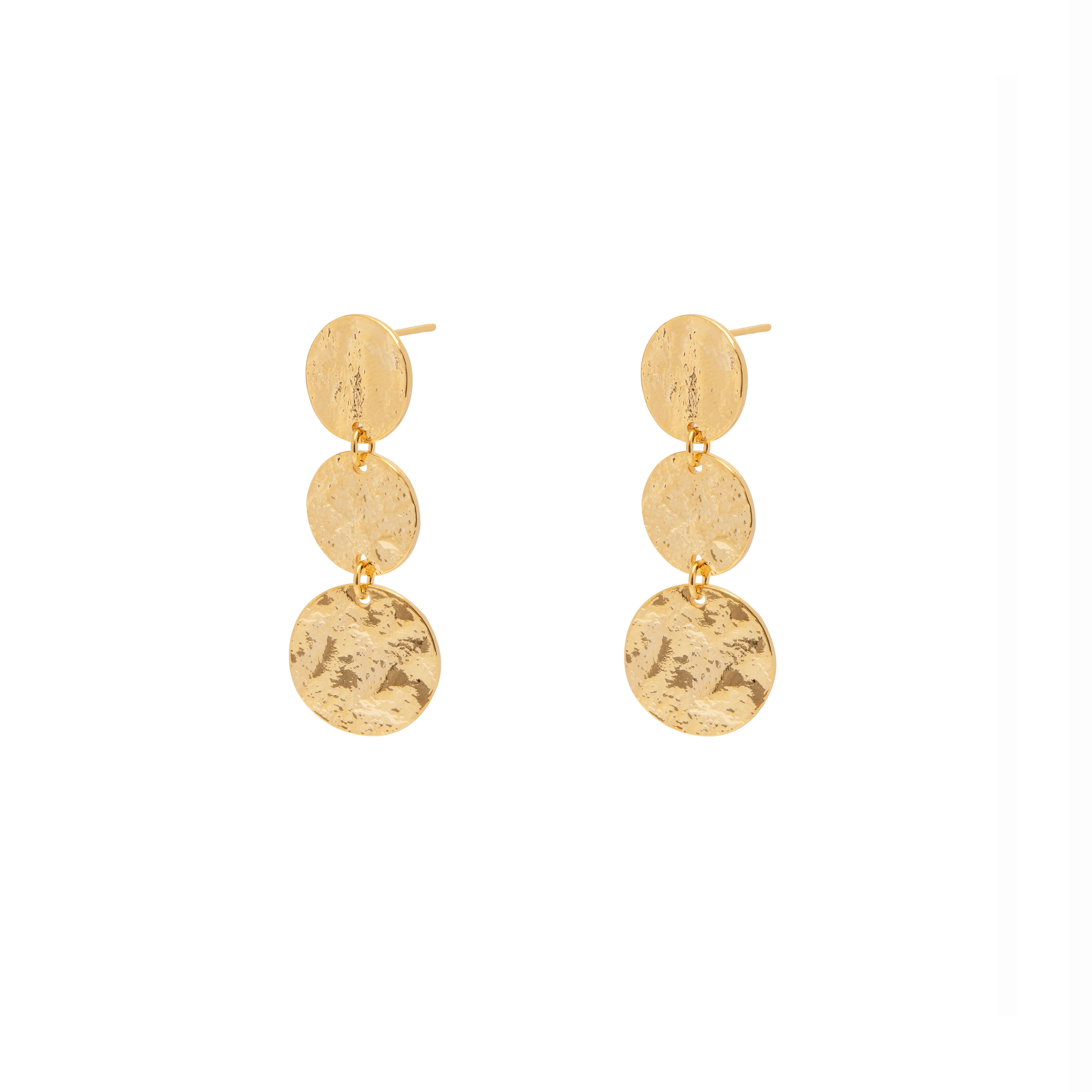 Harlan gold plated disc drop earrings