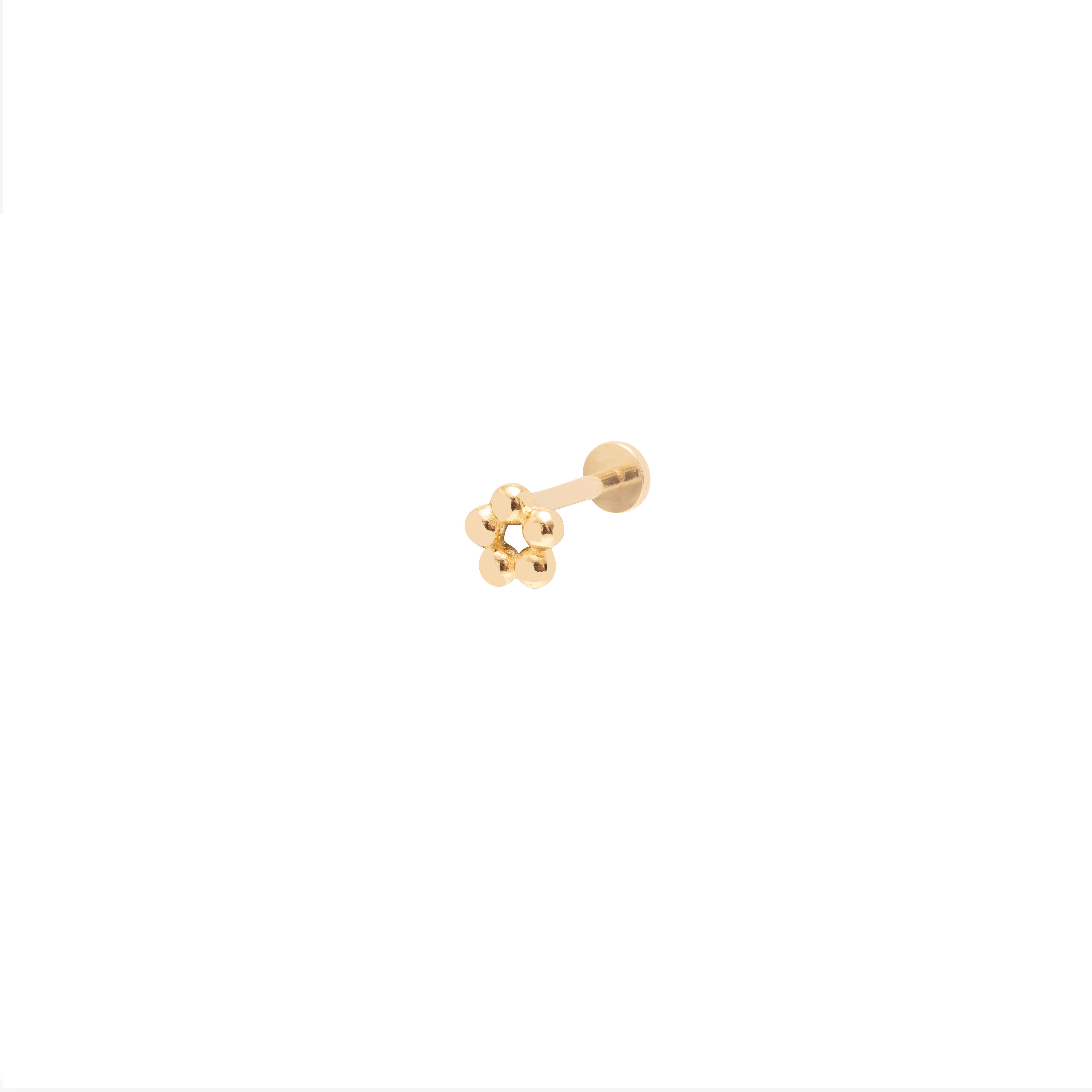 Round hollow bead 14k gold Labret bar