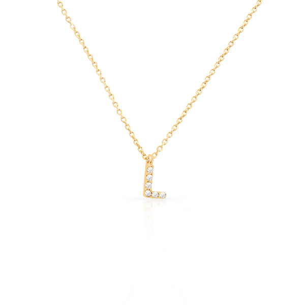 Initial crystal small pendant necklace