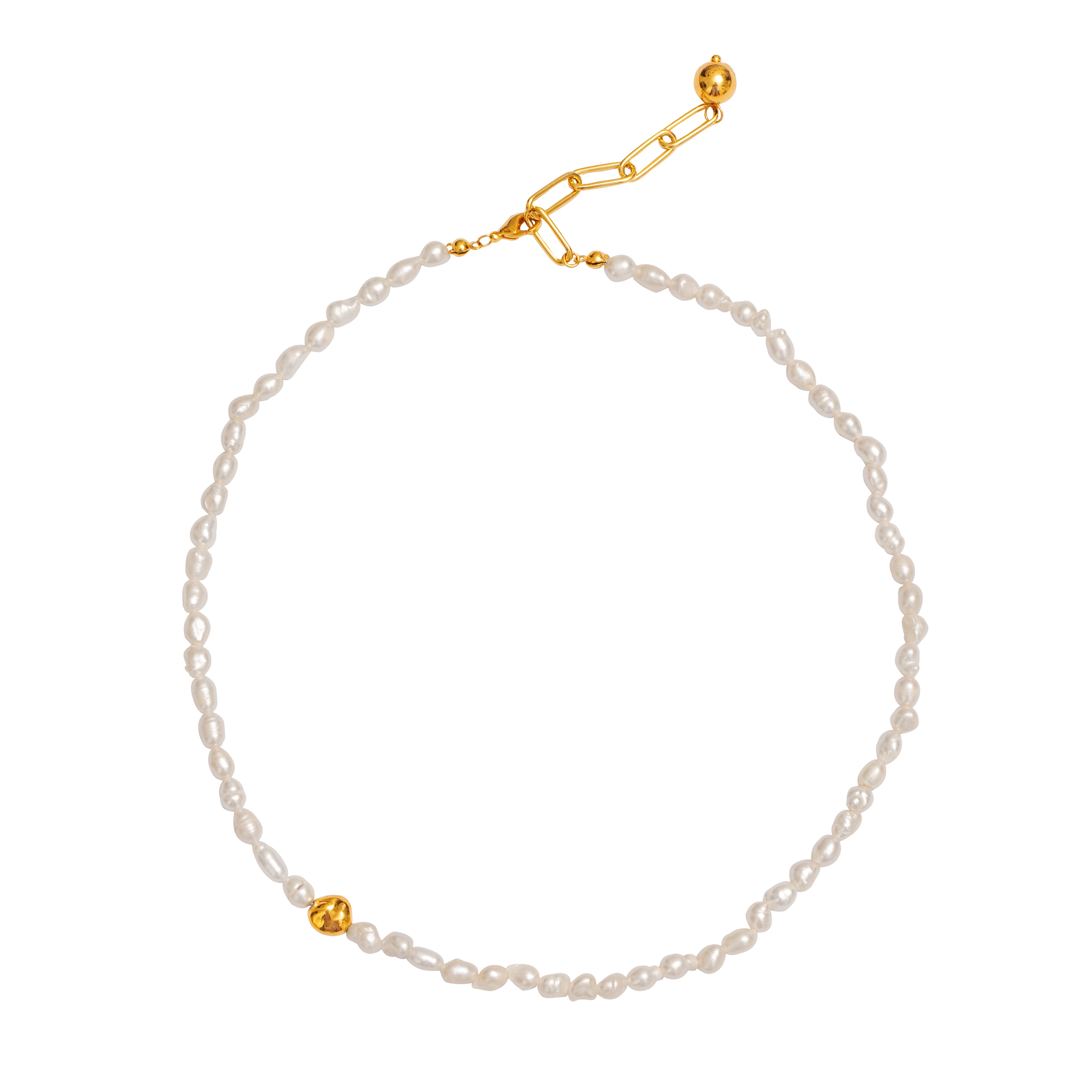 Leiv small gold pearl necklace