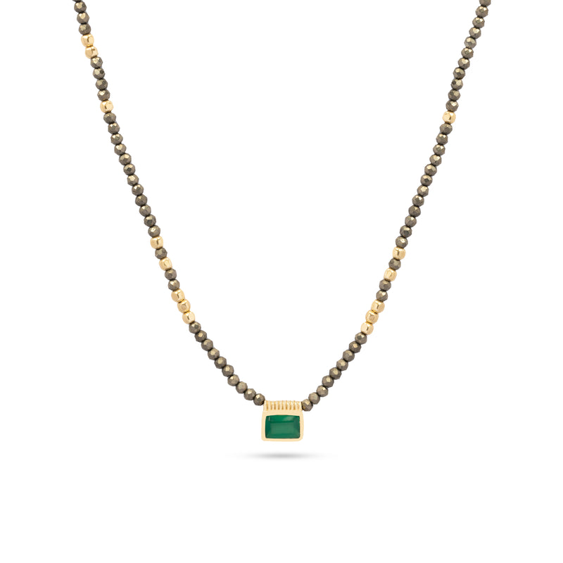 Nava semi-precious stone gold necklace