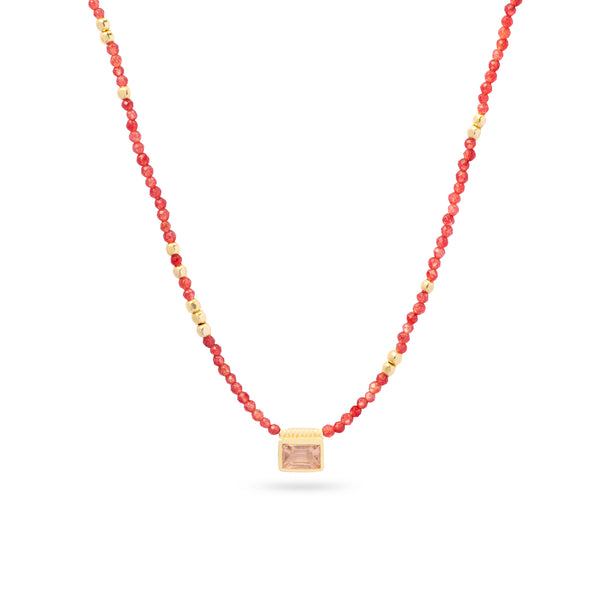 Nava semi-precious stone gold necklace