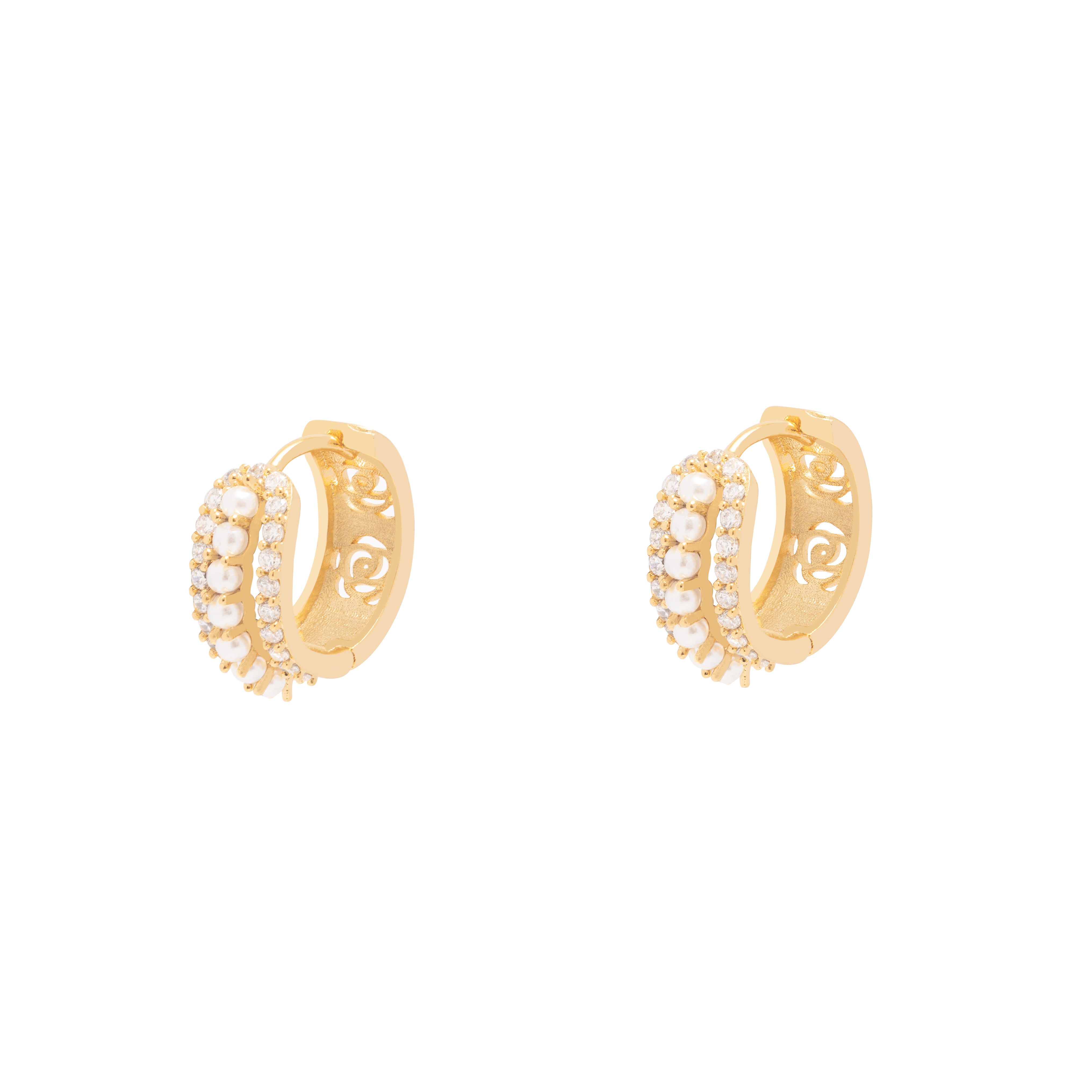 Parla crystal pearl hoop earrings