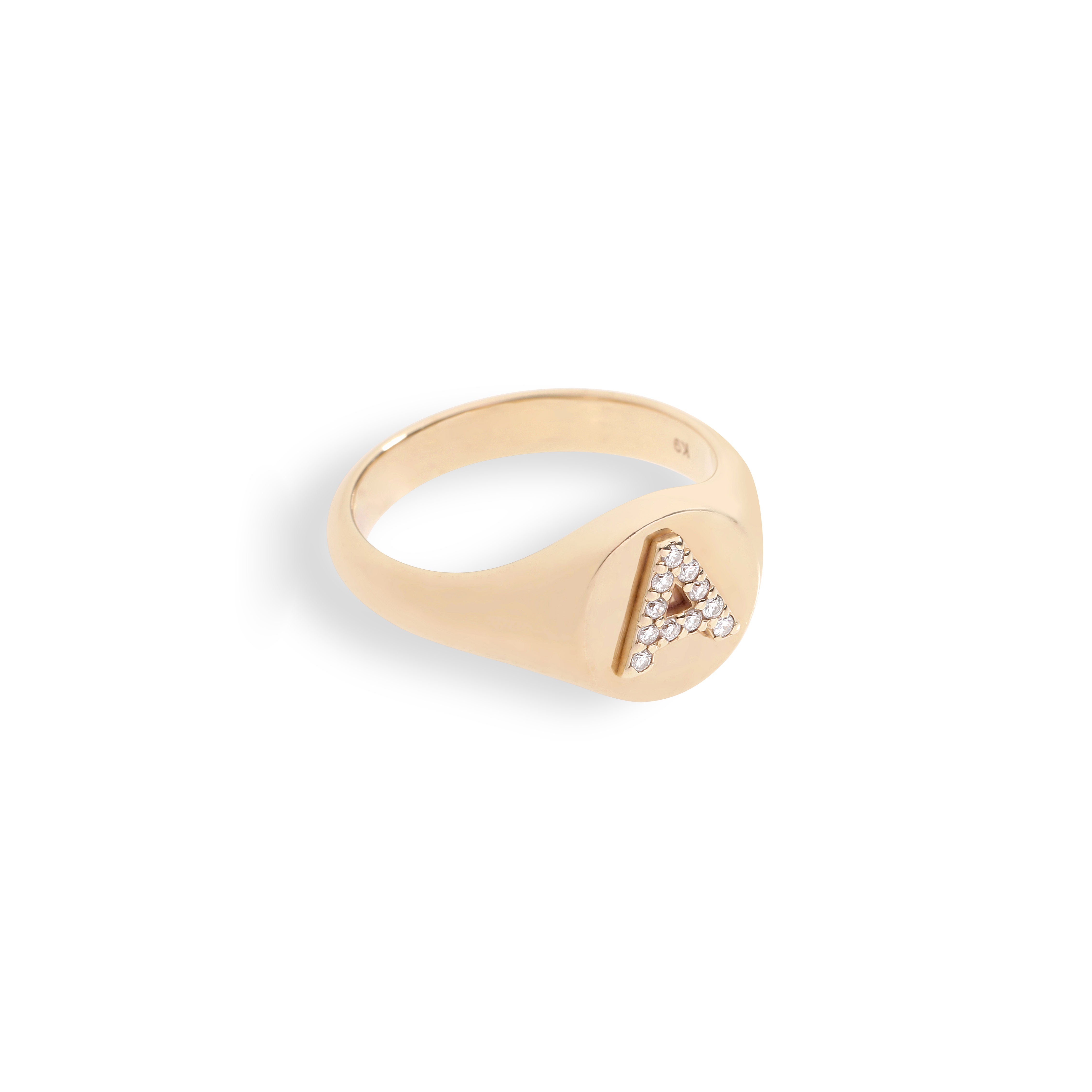 initial signet 9k gold ring