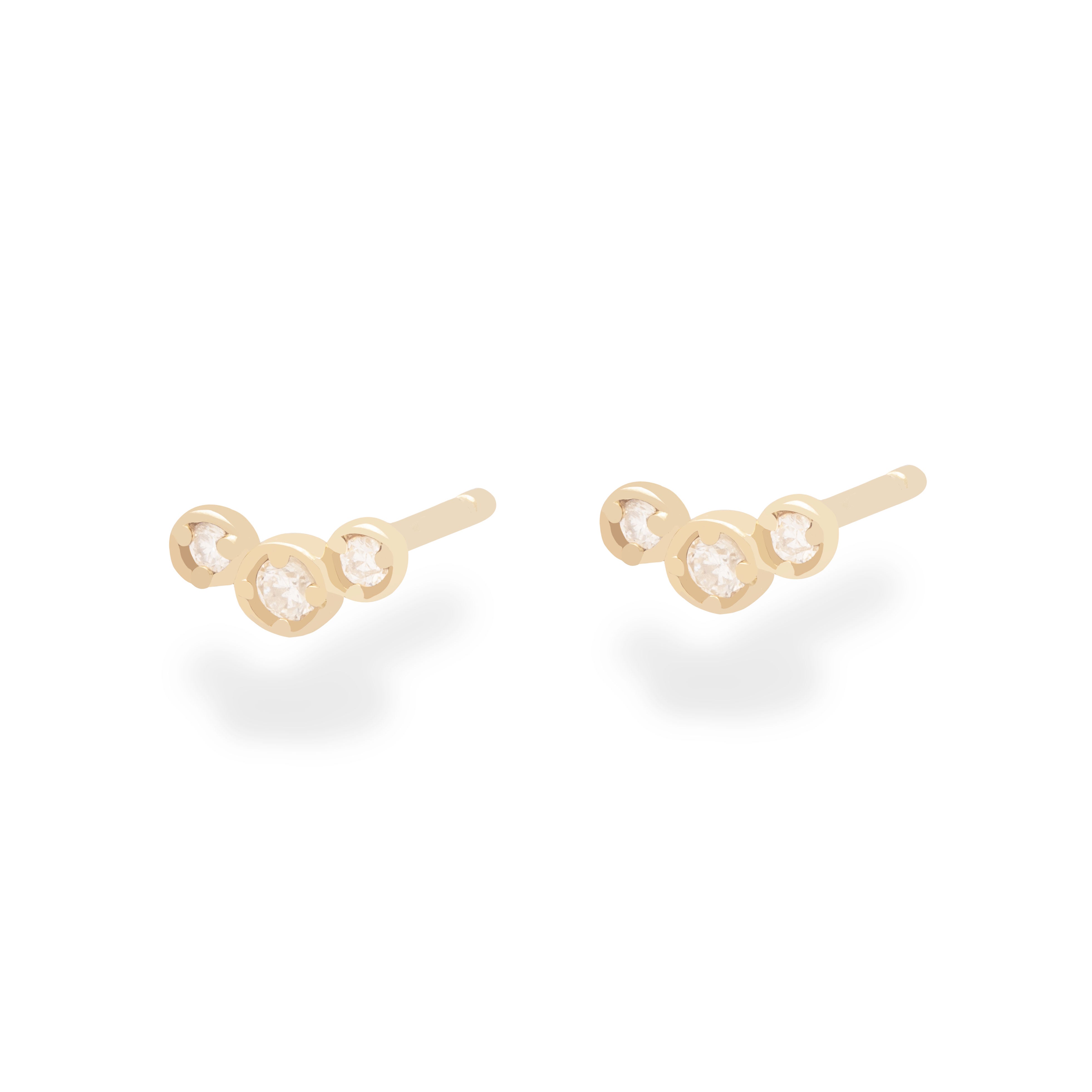 Bezel mini trio stud earrings 14k gold