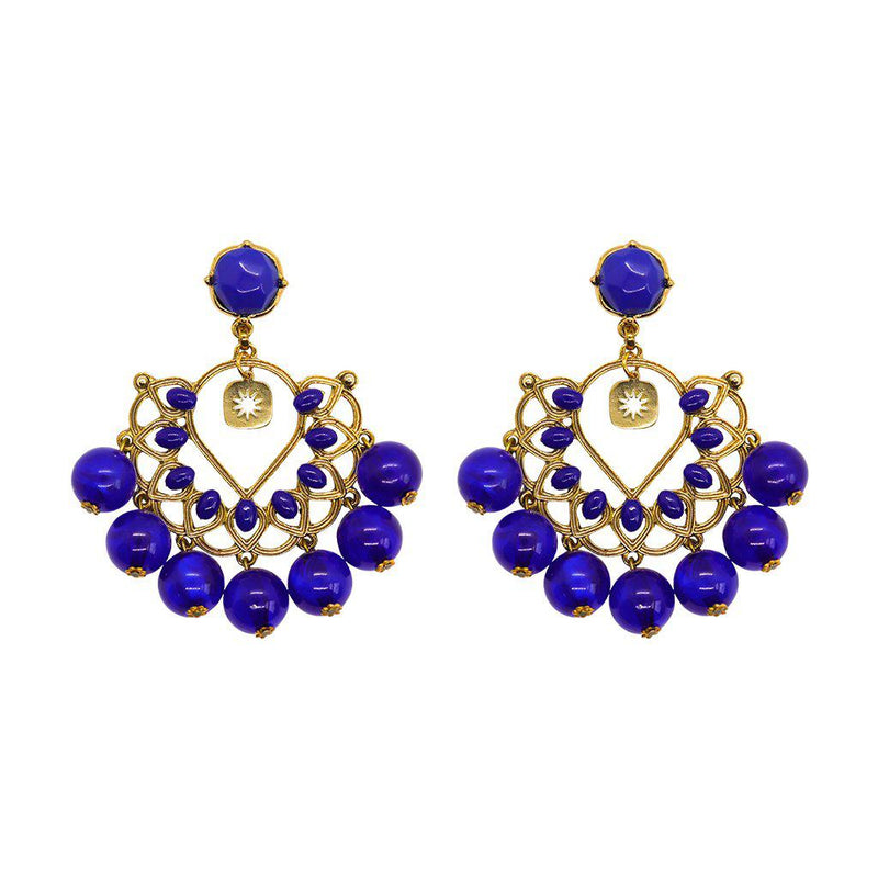 Belmira gold and blue earrings