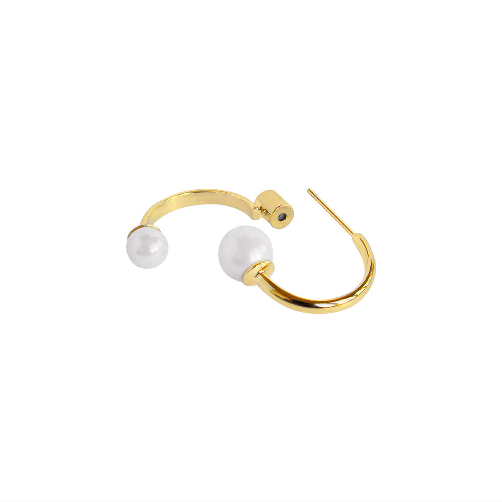 Hadleigh double loop pearl gold earrings