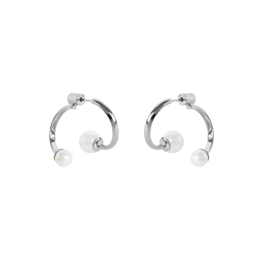 Hadleigh double loop pearl gold earrings