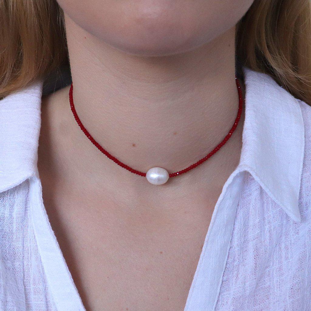 Darby natural pearl red necklace