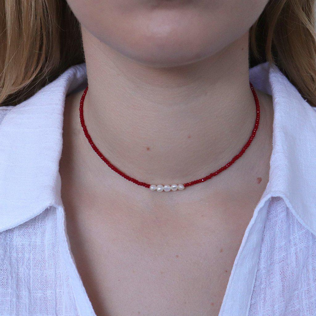 Darby natural pearl red necklace