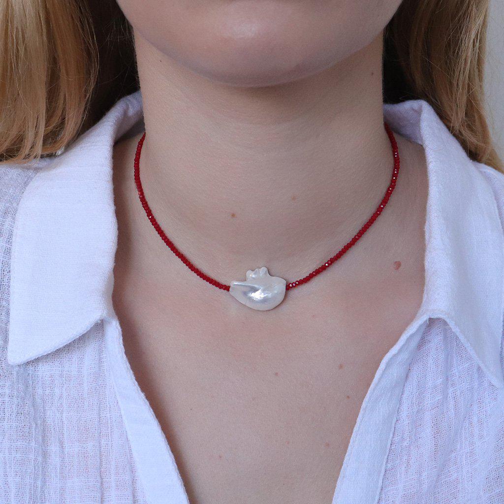 Darby natural pearl red necklace