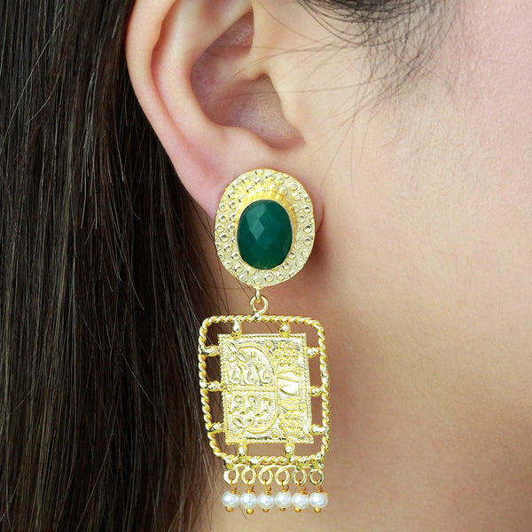 Ruta semi precious gold earrings