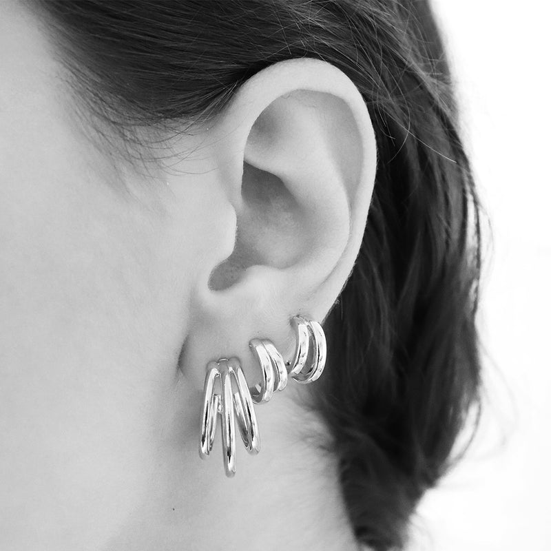 Avak triple hoop silver earrings