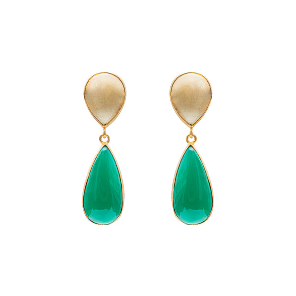 Lachie semi precious gold tear drop earrings