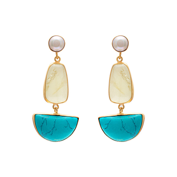 Lyza semi precious gold drop earrings