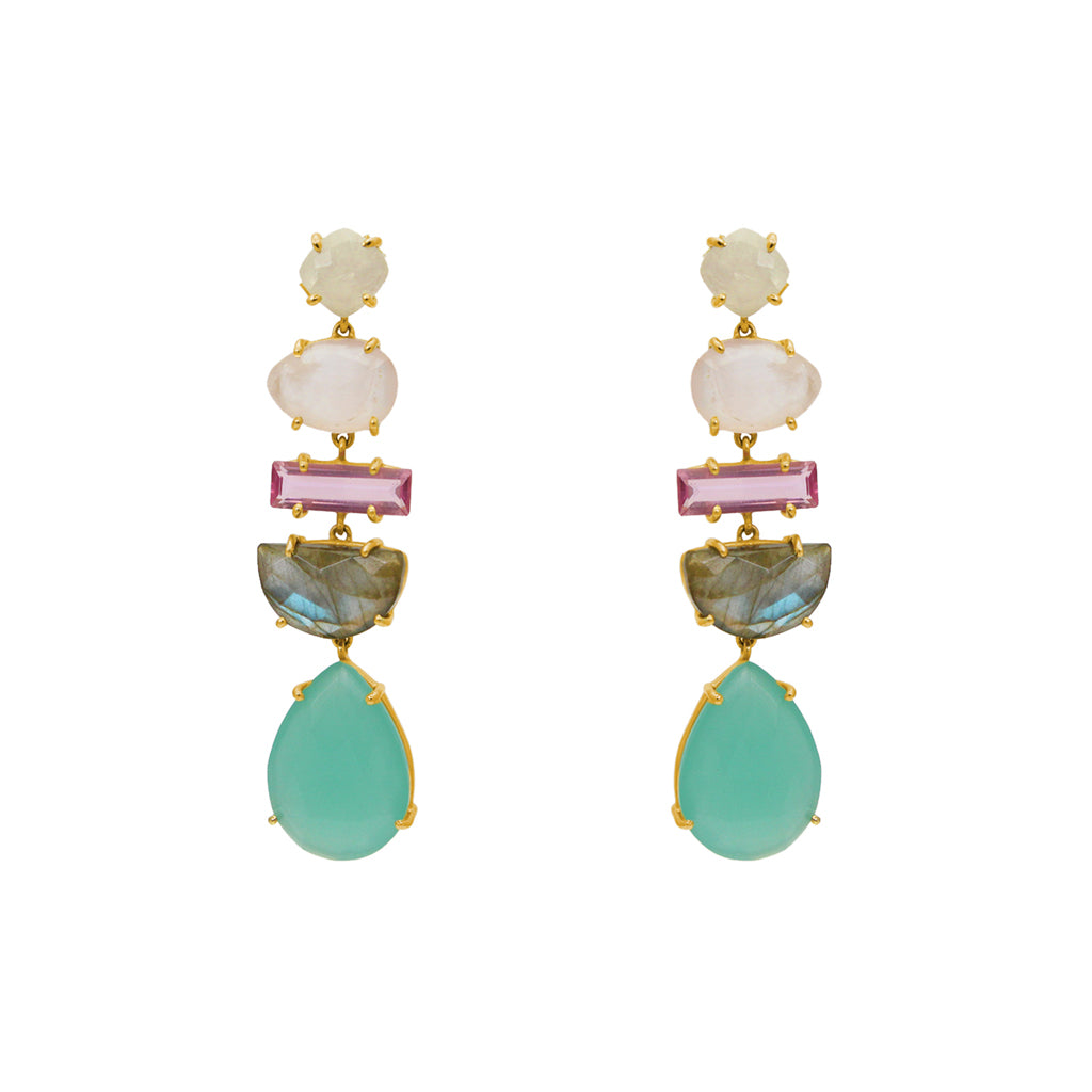 Emerie semi-precious 2 micron gold earrings