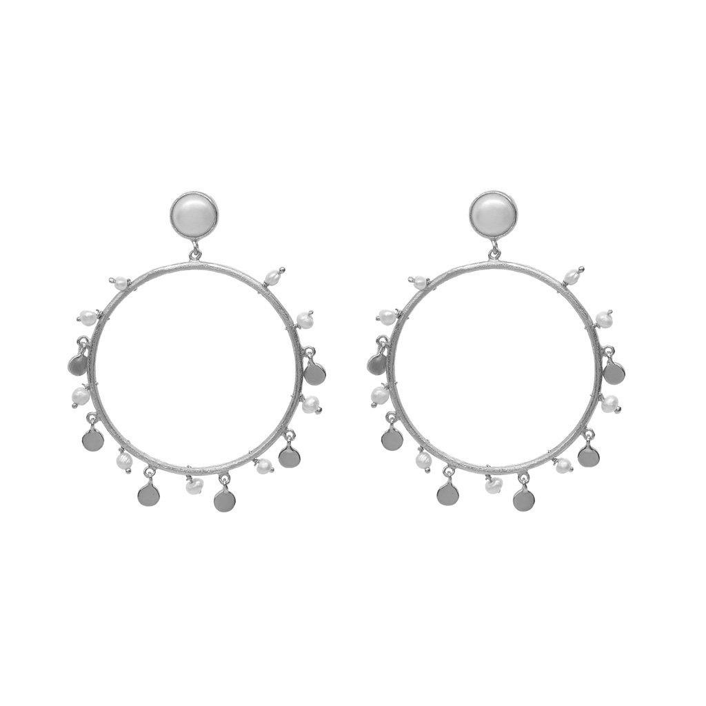 Irma 2 micron gold freshwater pearl round drop earrings