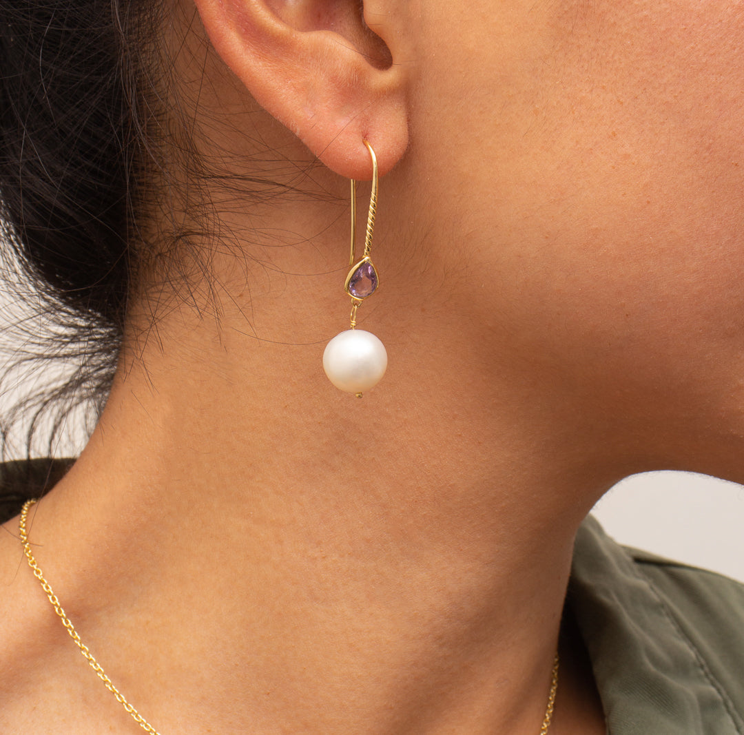 Bella semi-precious freshwater pearl earrings