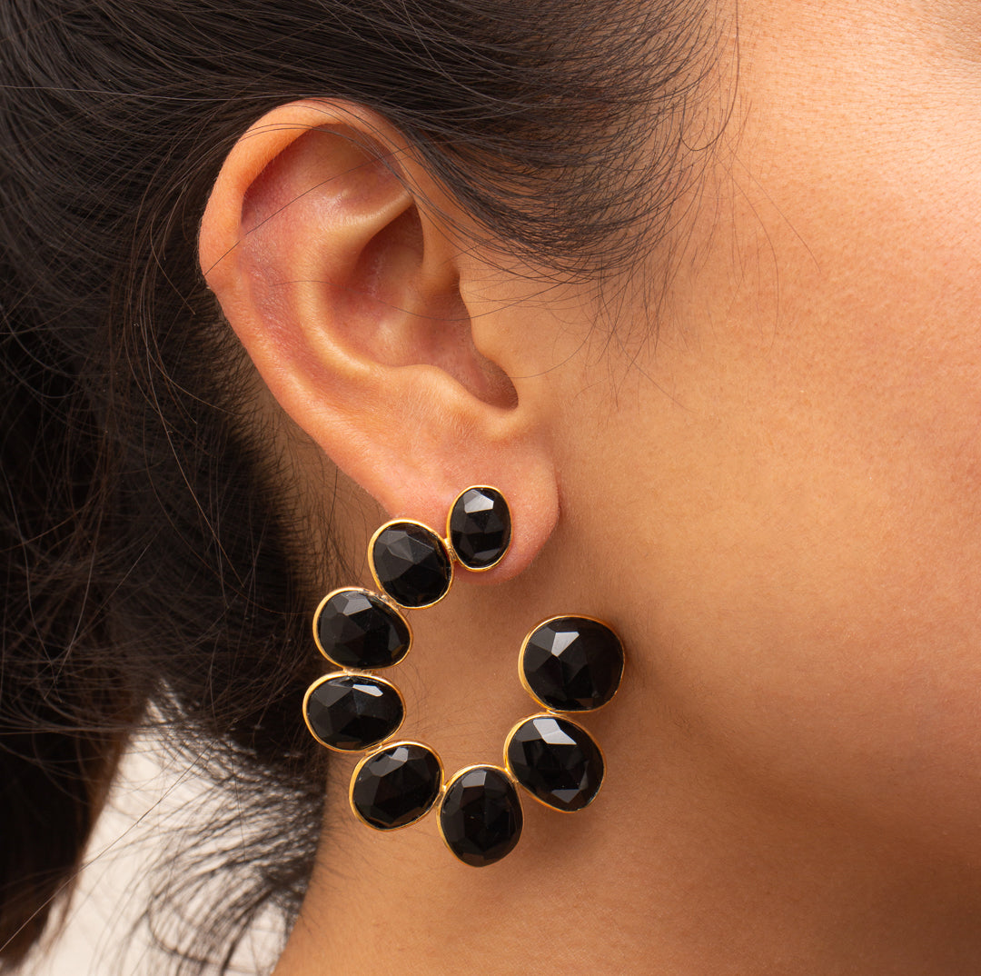 Fibonacci semi-precious stone earring