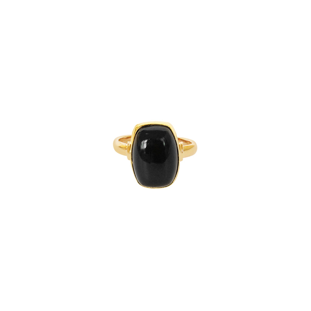 Taziz onyx rectangle gold filled semi-precious ring