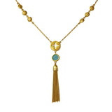 Yasmene chalcedony gold tassel necklace