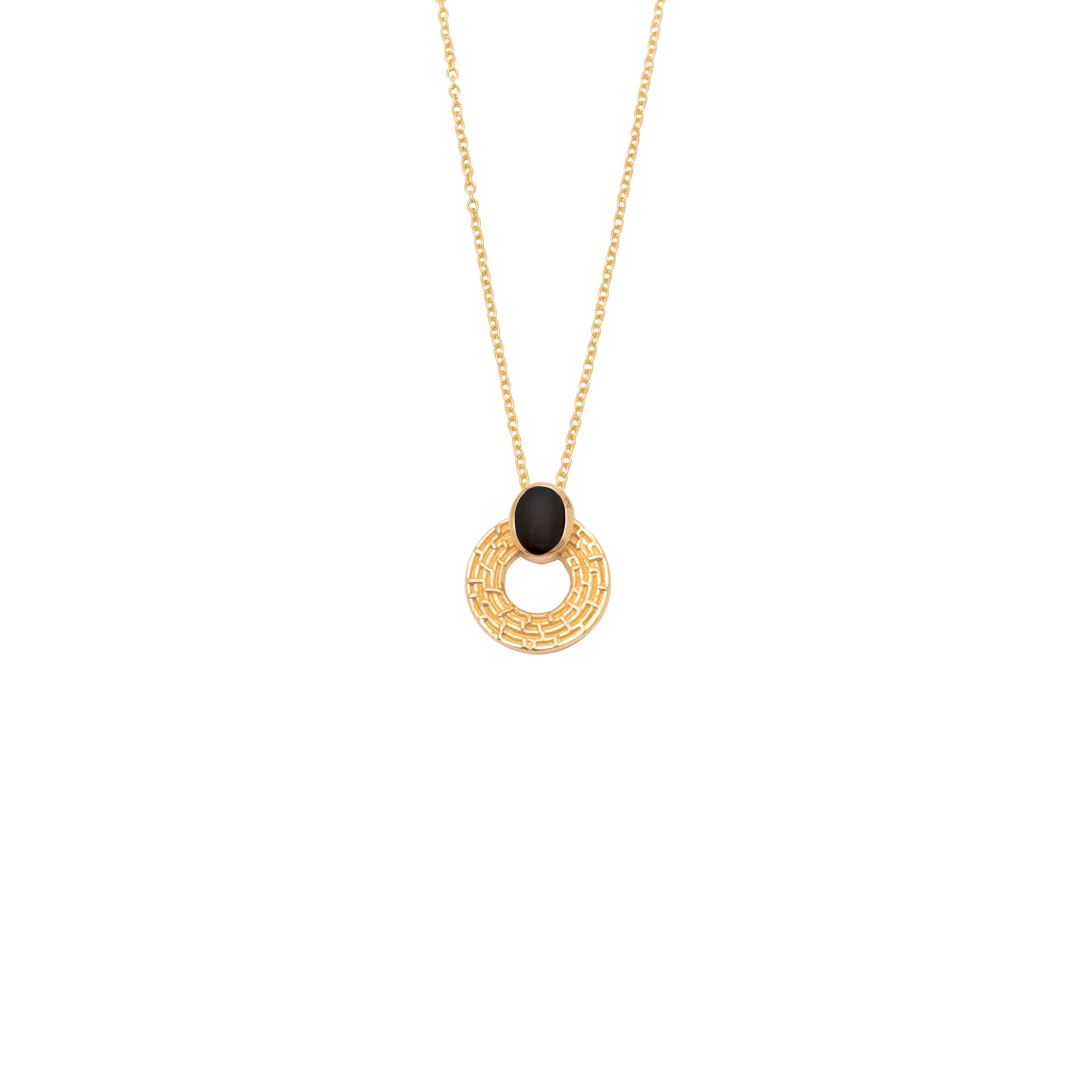 Salina round gold semi precious necklace