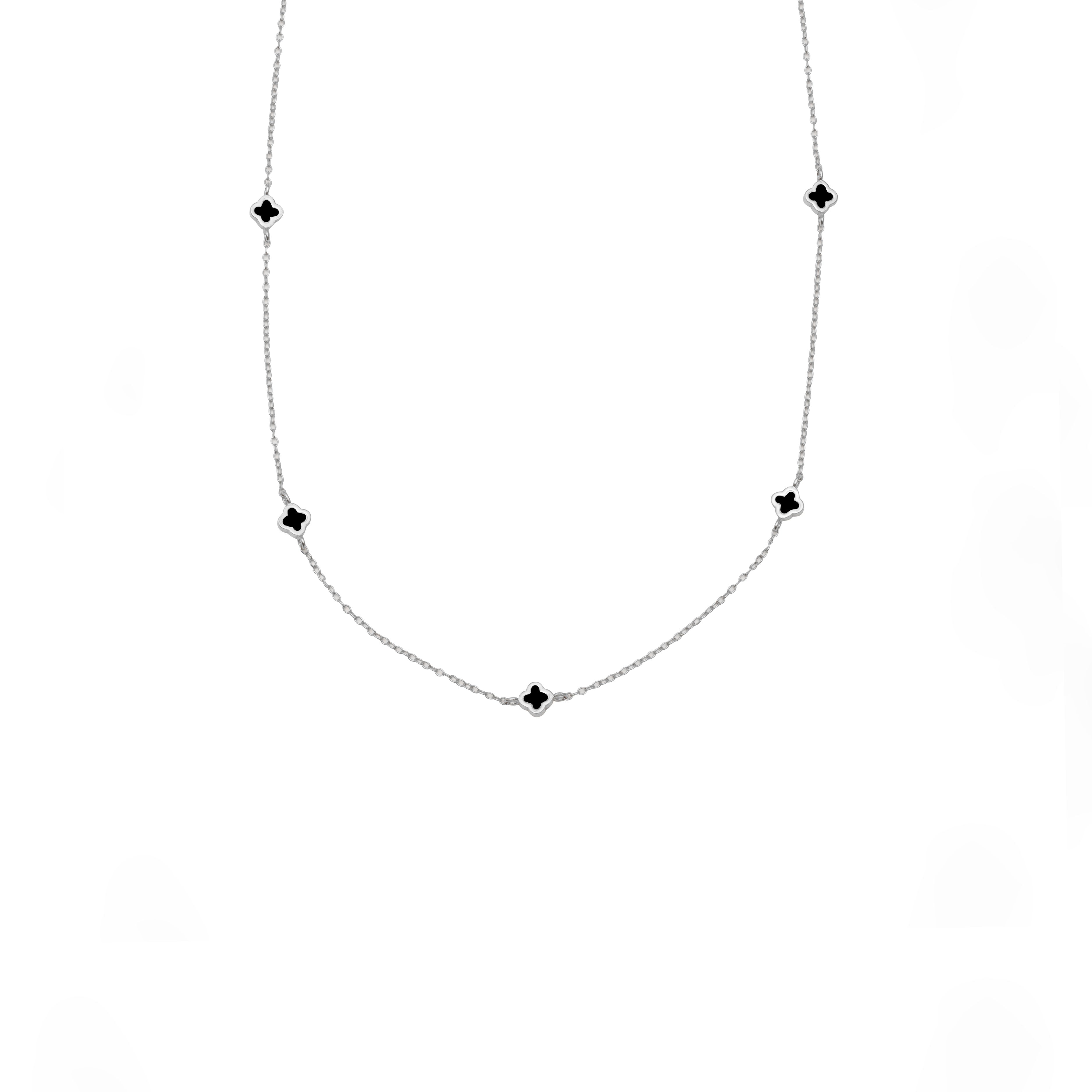 Clover black onyx charms necklace