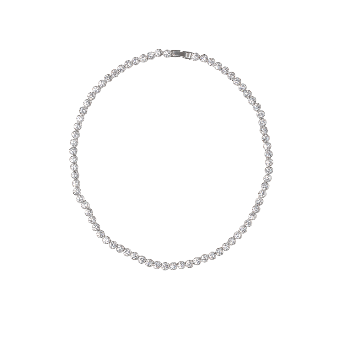 Geiya rhodium plated crystal necklace